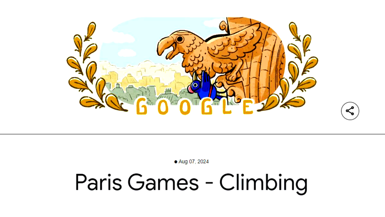 Olympic Games Paris 2024: गूगल ने Sport Climbing पर बनाया आज का डूडल, नीली चिड़िया कर रही चढ़ाई