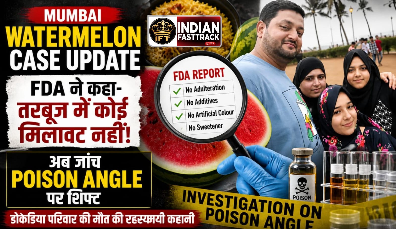 🚨 Mumbai Watermelon Case Update: “तरबूज नहीं, कुछ और था ज़हर?” — FDA रिपोर्ट ने पलटा केस, अब Poison Angle पर फोकस!