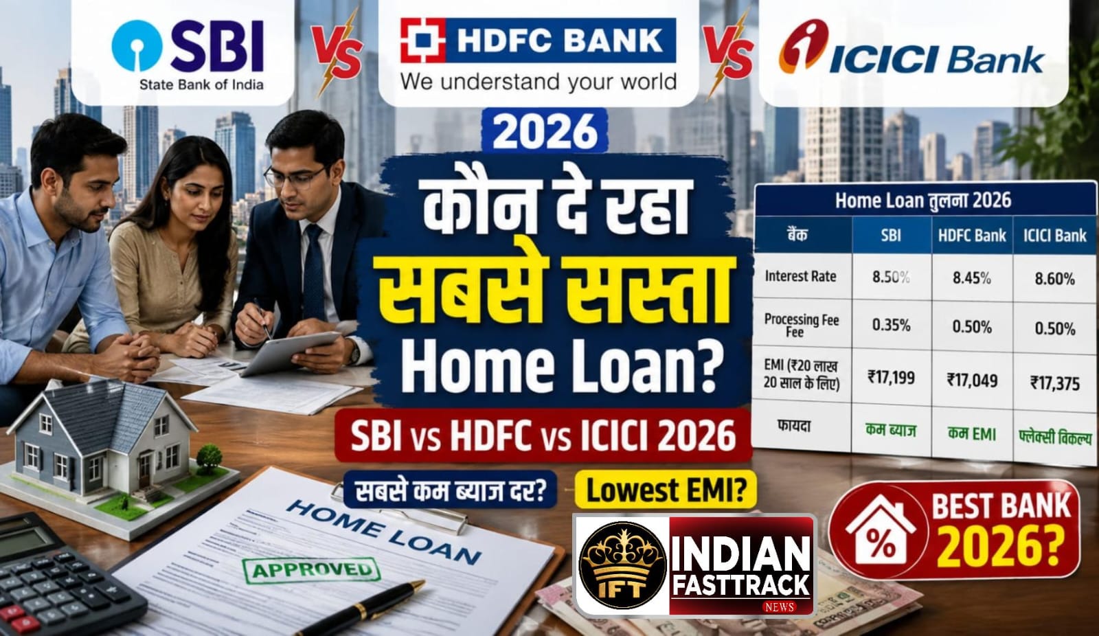 SBI vs HDFC vs ICICI Home Loan 2026: Which Bank is Best? Rates & EMI Comparison